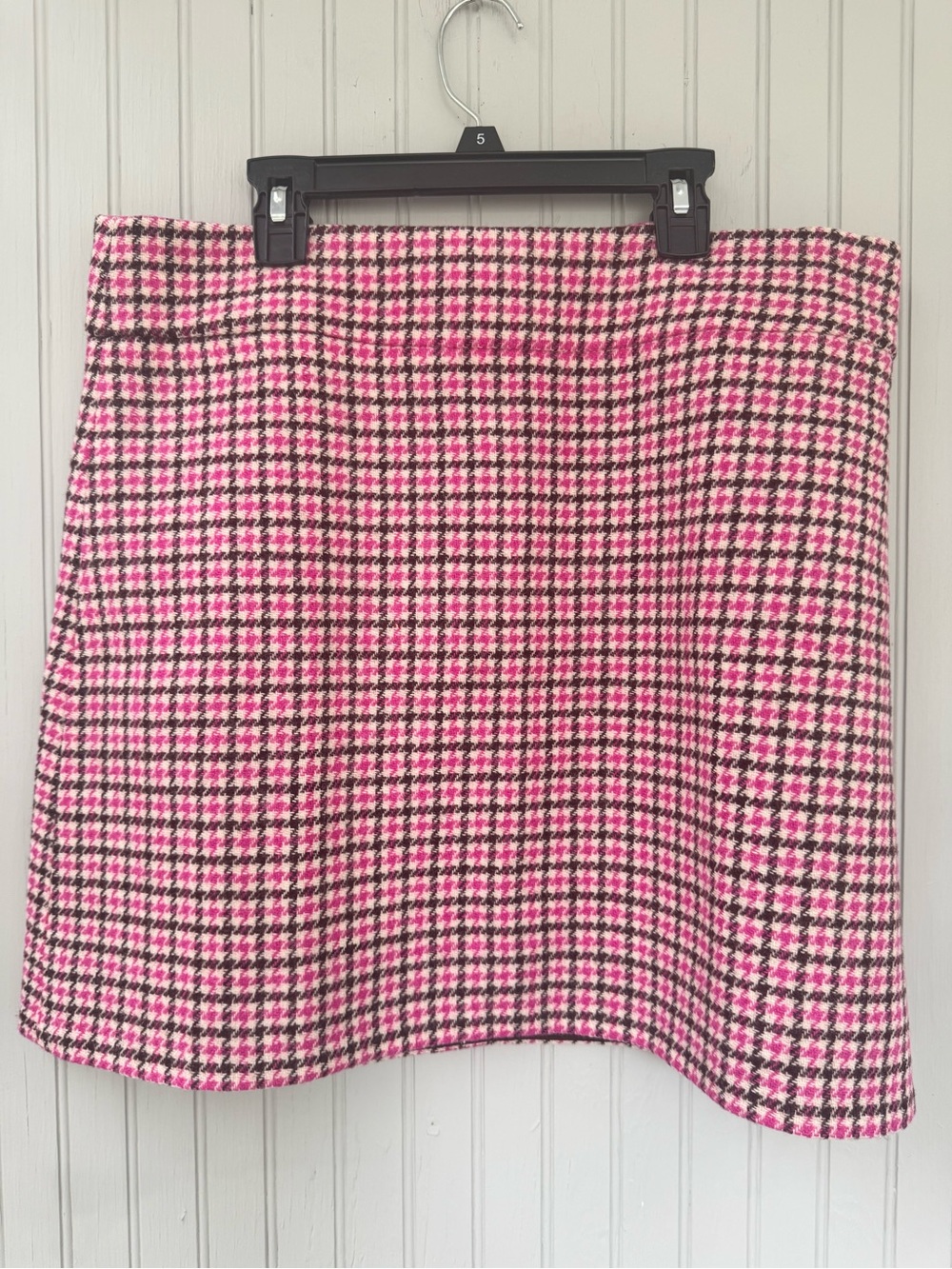 J. Crew Pink and Brown Houndstooth wool lined Skirt